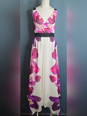 Express Orchid Floral Maxi Dress Purple Pink Wedding Guest Bridesmaid NWOT XS